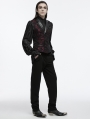 Red Gothic Exquisite Jacquard Flip Collar Vest for Men