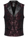 Red Gothic Exquisite Jacquard Flip Collar Vest for Men