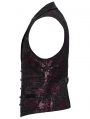 Red Gothic Exquisite Jacquard Flip Collar Vest for Men