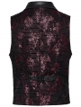 Red Gothic Exquisite Jacquard Flip Collar Vest for Men