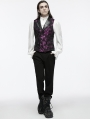 Violet Gothic Exquisite Jacquard Flip Collar Vest for Men