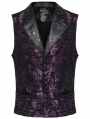 Violet Gothic Exquisite Jacquard Flip Collar Vest for Men