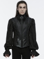 Black Gothic Gorgeous Texture Pleated Zip Up Vest for Men