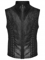 Black Gothic Gorgeous Texture Pleated Zip Up Vest for Men