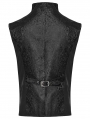 Black Gothic Gorgeous Texture Pleated Zip Up Vest for Men