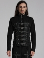 Black Gothic Punk Personality Front Buckle Hollow Vest for Men