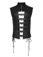 Black Gothic Punk Personality Front Buckle Hollow Vest for Men