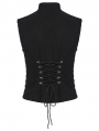 Black Gothic Punk Personality Front Buckle Hollow Vest for Men