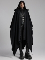 Black Gothic Decadent Dark Mage Hooded Robe Coat for Men