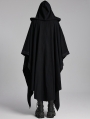 Black Gothic Decadent Dark Mage Hooded Robe Coat for Men