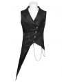 Black Dark Night Gothic Asymmetric Gentleman's Vest with Detachable Chain