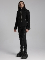 Black Gothic Punk Military Men's Jacket with Detachable Sleeves