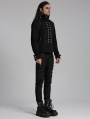 Black Gothic Punk Military Men's Jacket with Detachable Sleeves