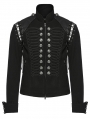 Black Gothic Punk Military Men's Jacket with Detachable Sleeves