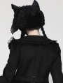 Black Gothic Velvet Lace Trim Cat Ear Bonnet