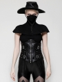 Black Gothic Punk Mysterious Assassin High-Collar Cape for Women