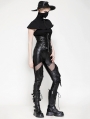 Black Gothic Punk Mysterious Assassin High-Collar Cape for Women