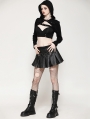 Black Gothic Punk Hooded Cross-Strap Buckle Shrug for Women