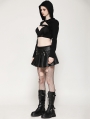 Black Gothic Punk Hooded Cross-Strap Buckle Shrug for Women