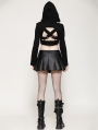 Black Gothic Punk Hooded Cross-Strap Buckle Shrug for Women