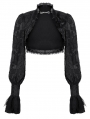 Black Gothic Dark Pattern Puff Sleeve Shrug for Women