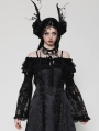 Black Gothic Rose Pattern Romantic Lace Cape for Women