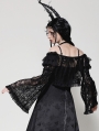 Black Gothic Rose Pattern Romantic Lace Cape for Women