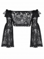 Black Gothic Rose Pattern Romantic Lace Cape for Women