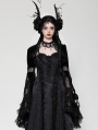 Black Gothic Elegant Velvet Lace Splicing Shrug for Women