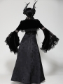 Black Gothic Elegant Velvet Lace Splicing Shrug for Women