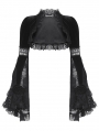 Black Gothic Elegant Velvet Lace Splicing Shrug for Women