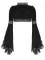 Black Gothic Elegant Velvet Lace Splicing Shrug for Women