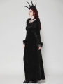 Black Gothic Dark Velvet Faux Fur Trim Long Sleeve Maxi Dress