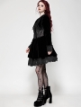 Black Gothic Velvet Lace Patchwork Bowknot Schoolgirl Short Dress