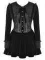 Black Gothic Velvet Lace Patchwork Bowknot Schoolgirl Short Dress