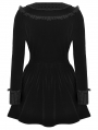 Black Gothic Velvet Lace Patchwork Bowknot Schoolgirl Short Dress