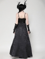 Black Gothic Butterfly Embroidery Spaghetti Strap Lace Maxi Dress