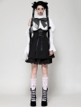 Black and White Gothic Distressed Lace Patchwork Short Doll Dress