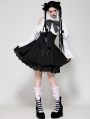 Black and White Gothic Distressed Lace Patchwork Short Doll Dress