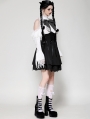 Black and White Gothic Distressed Lace Patchwork Short Doll Dress