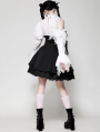 Black and White Gothic Distressed Lace Patchwork Short Doll Dress