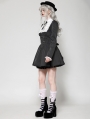 Black Gothic Striped Ruffle Lace Trim Scholarly Academy Dress