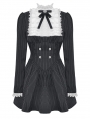 Black Gothic Striped Ruffle Lace Trim Scholarly Academy Dress