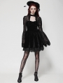 Black Gothic Dark Floral Jacquard Velvet Lace Short Dress