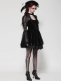 Black Gothic Dark Floral Jacquard Velvet Lace Short Dress