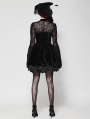 Black Gothic Dark Floral Jacquard Velvet Lace Short Dress