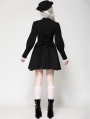 Black and White Contrast Gothic Ruffle Neck Puff Sleeve Short Dress