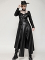 Black Gothic Edgy Faux Leather Punk Asymmetrical Slit Long Dress