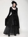 Black Gothic Batwing Deep U-Neck Layered Velvet Maxi Dress