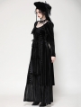 Black Gothic Batwing Deep U-Neck Layered Velvet Maxi Dress